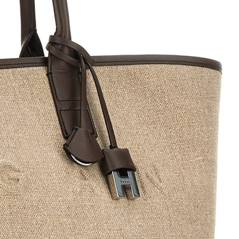 Borsa shopping media Hogan in tessuto con lettering in rilievo tono su tono e profilli in pelle - 6