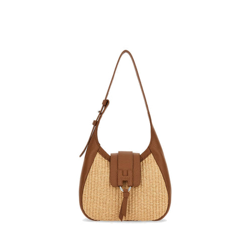 Borsa Hogan hobo mini in rapia e pelle martellata