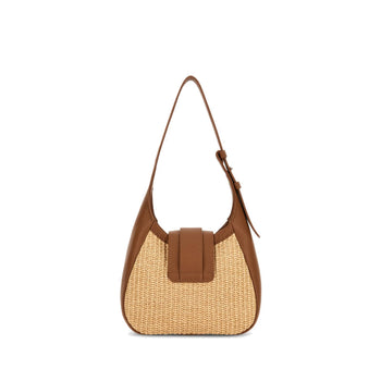 Borsa Hogan hobo mini in rapia e pelle martellata - 3