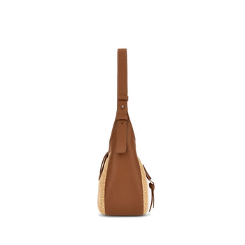 Borsa Hogan hobo mini in rapia e pelle martellata - 4
