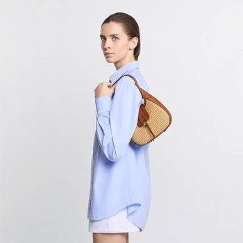 Borsa Hogan hobo mini in rapia e pelle martellata - 7