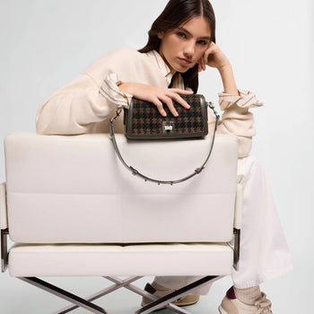 Borsa flap Hogan H-Turn mini in tessuto pied de poule - 7