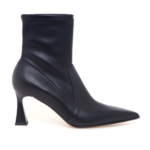 Tronchetto Sergio Levantesi in pelle con gambale stretch e tacco 70 mm