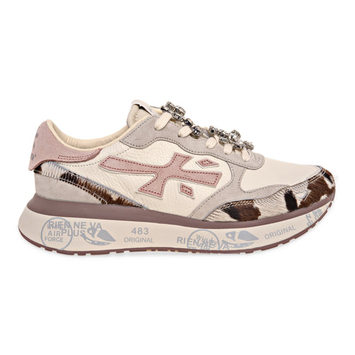 Sneaker Premiata Lauryn in pelle e camoscio con inserti cavallino muccato