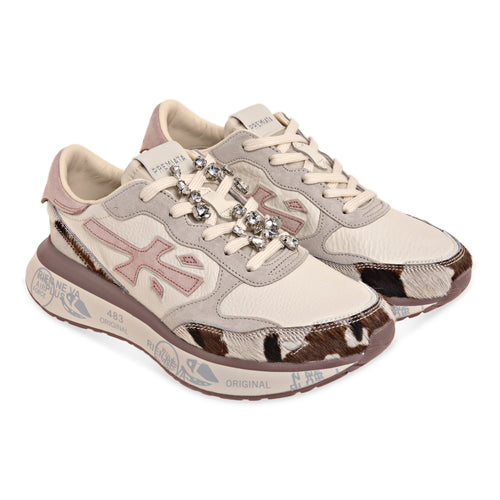 Sneaker Premiata Lauryn in pelle e camoscio con inserti cavallino muccato - 2