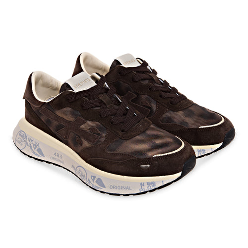 Sneaker Premiata Lauryn in camoscio e tessuto stampa maculato - 2
