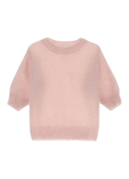 Maglia girocollo Dixie in kid mohair con manica al gomito