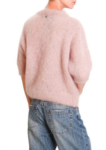 Maglia girocollo Dixie in kid mohair con manica al gomito - 3