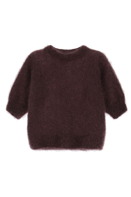 Maglia girocollo Dixie in kid mohair con manica al gomito