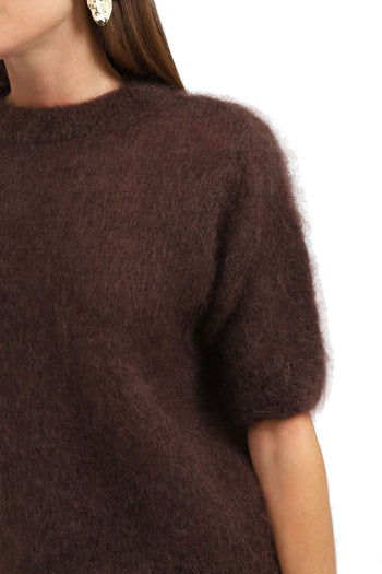 Maglia girocollo Dixie in kid mohair con manica al gomito - 3