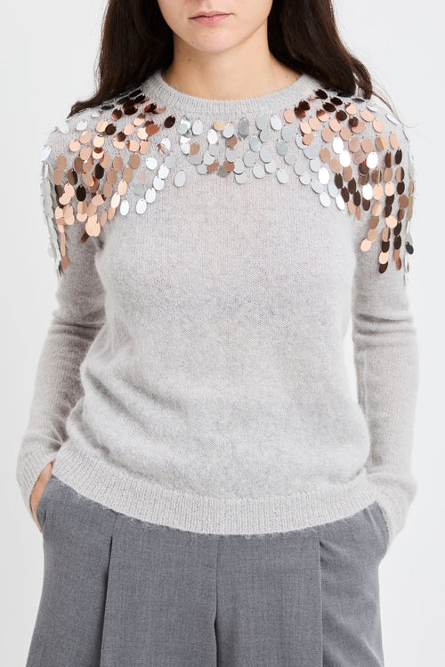 Pullover Dixie a manica lunga con paillettes