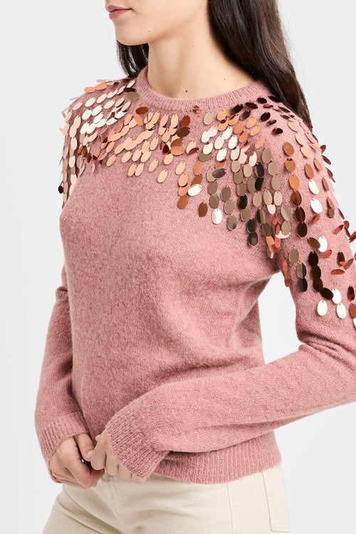 Pullover Dixie a manica lunga con paillettes