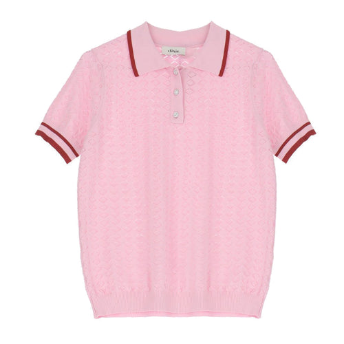 Polo Dixie in misto viscosa con fori a rombo