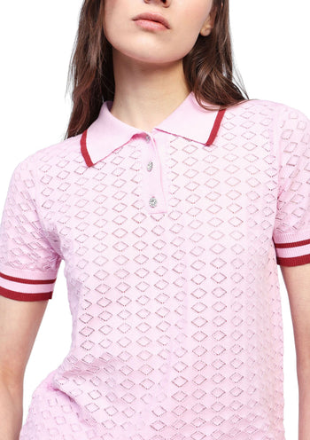 Polo Dixie in misto viscosa con fori a rombo - 3