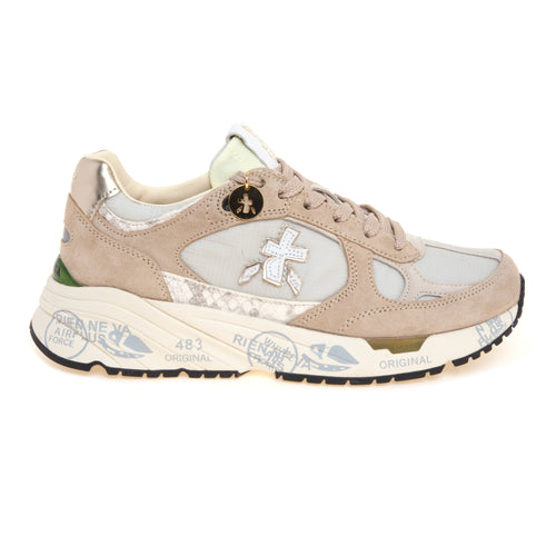 Sneaker Premiata Mase-d in camoscio e tessuto tecnico con inserto in pitone tono su tono