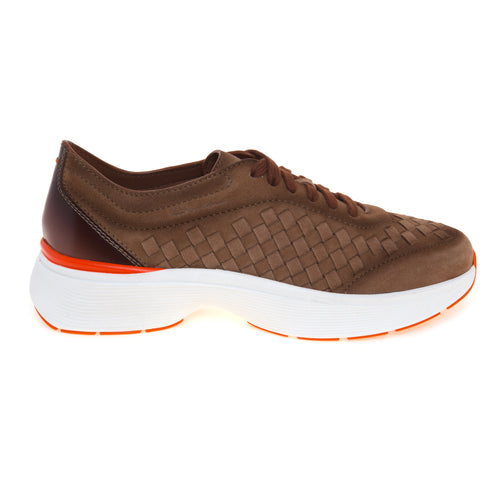 Sneaker Santoni Easy Bouce in camoscio intrecciato