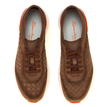 Sneaker Santoni Easy Bouce in camoscio intrecciato - 5
