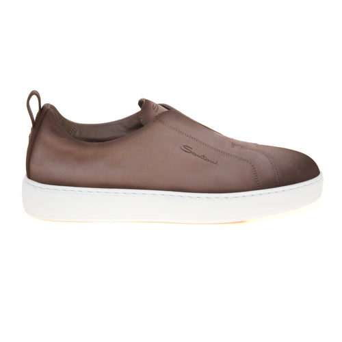 Sneaker Santoni slip-on in nabuck anticato