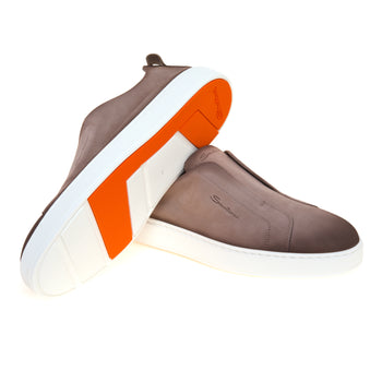 Sneaker Santoni slip-on in nabuck anticato - 4