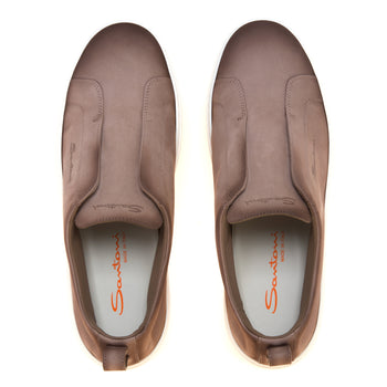 Sneaker Santoni slip-on in nabuck anticato - 5