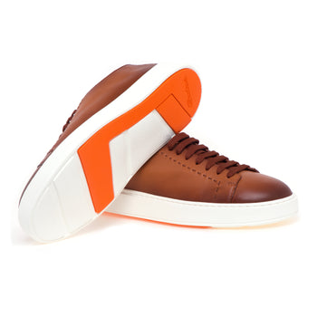 Sneaker Santoni in pelle anticata con impunture - 4