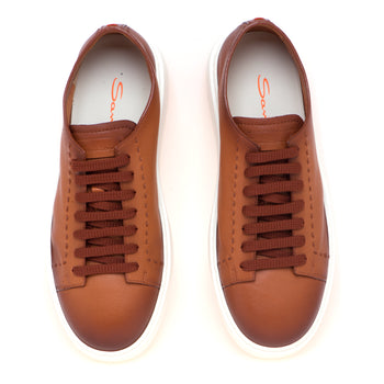 Sneaker Santoni in pelle anticata con impunture - 5