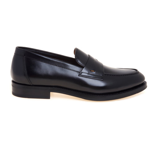 Mocassino penny Santoni in pelle spazzolata con suola in gomma e costruzione Good Year - 1