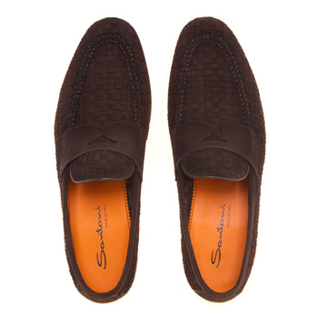 Mocassino Santoni in camoscio anticato intrecciato - 5