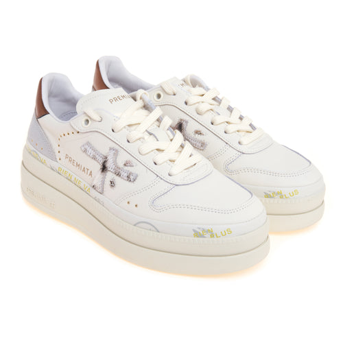 Sneaker Premiata Micol in pelle con inserti in cavallino zebra - 2