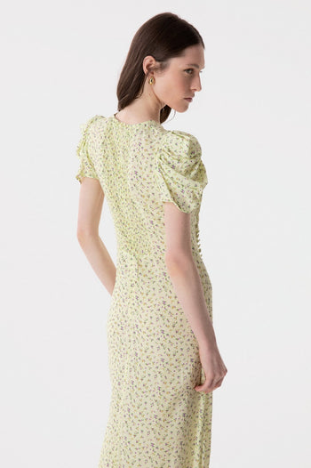 Abito midi Mar De Margaritas Kristel in viscosa con drappeggio e stampa Jasmin - 4