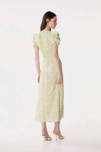 Abito midi Mar De Margaritas Kristel in viscosa con drappeggio e stampa Jasmin - 5