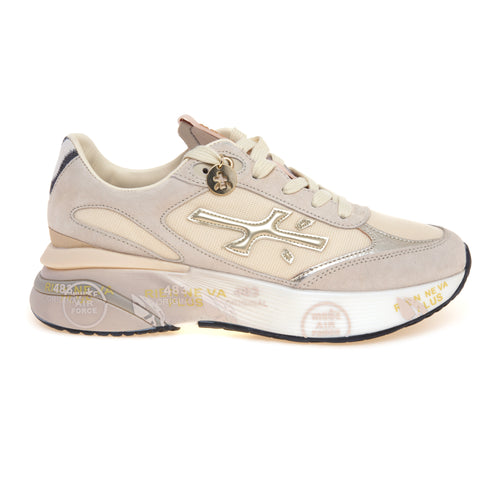 Sneaker MOERUN in camoscio e tessuto tecnico con talloncino zebra