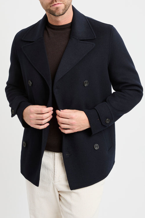 Cappotto doppio petto corto Black Wood in misto lana