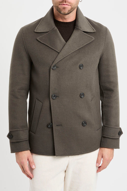 Cappotto doppio petto corto Black Wood in misto lana  VERDE MILITARE