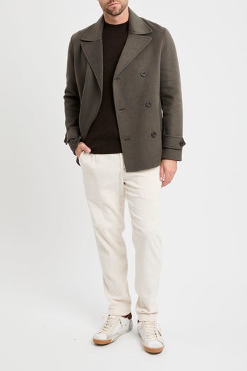 Cappotto doppio petto corto Black Wood in misto lana  VERDE MILITARE - 3