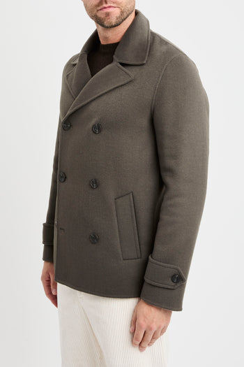 Cappotto doppio petto corto Black Wood in misto lana  VERDE MILITARE - 4