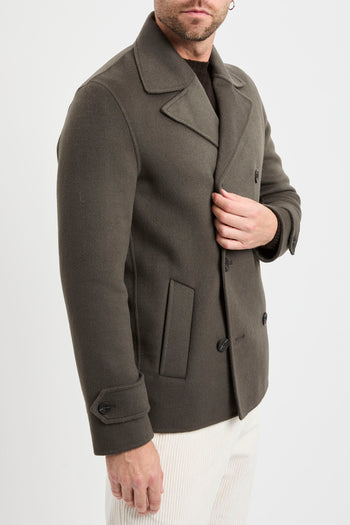 Cappotto doppio petto corto Black Wood in misto lana  VERDE MILITARE - 6