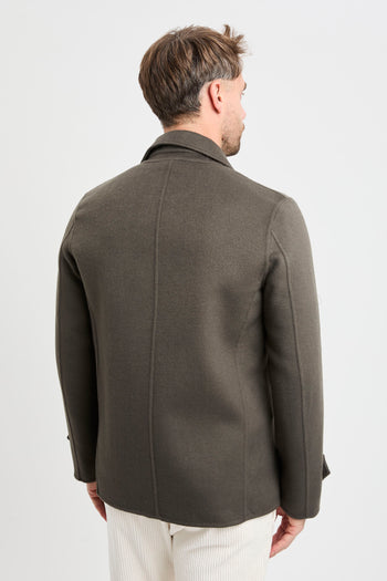 Cappotto doppio petto corto Black Wood in misto lana  VERDE MILITARE - 7