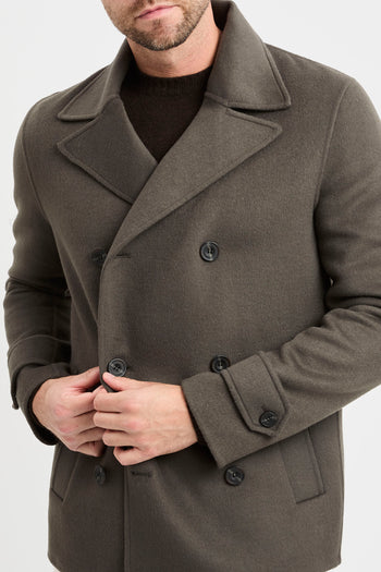 Cappotto doppio petto corto Black Wood in misto lana  VERDE MILITARE - 8