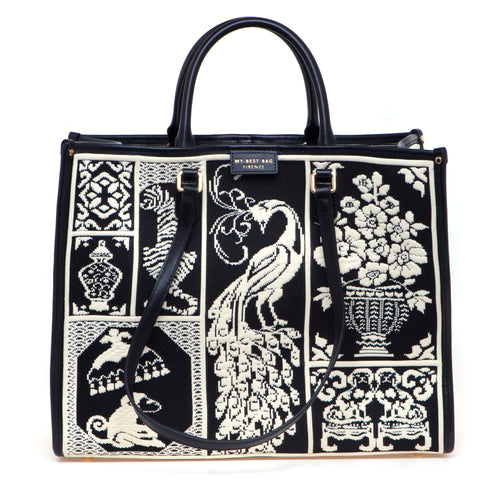 Borsa My Best Bag in tessuto jacquad con fantasia Willow - misura grande