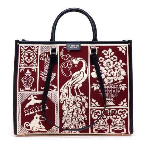 Borsa My Best Bag in tessuto jacquad con fantasia Willow - misura grande