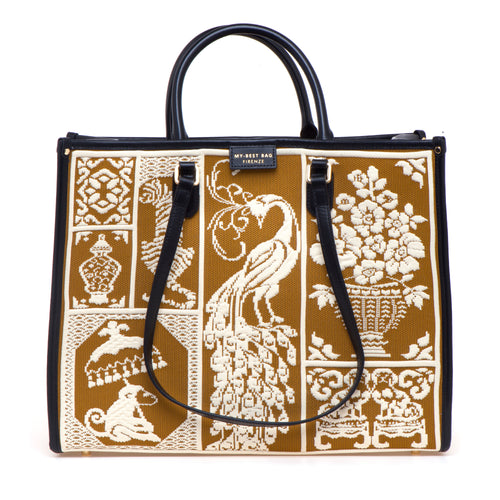 Borsa My Best Bag in tessuto jacquad con fantasia Willow - misura grande