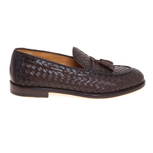 Mocassino tassel Officine Creative in pelle intrecciata aerografata con suola in cuoio