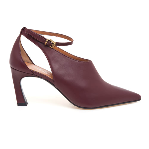 Decolletè montante Martina T in pelle aperto ai lati con tacco 70 mm