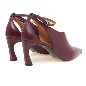 Decolletè montante Martina T in pelle aperto ai lati con tacco 70 mm - 3