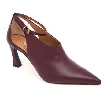 Decolletè montante Martina T in pelle aperto ai lati con tacco 70 mm - 4