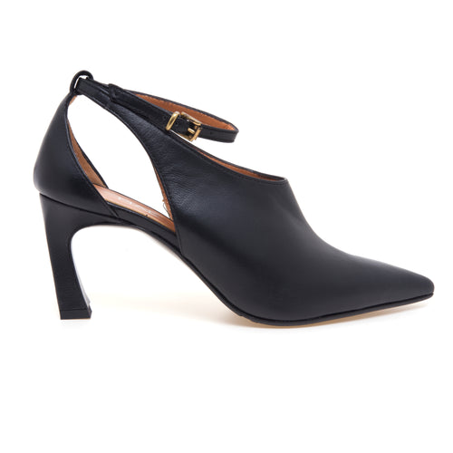 Decolletè montante Martina T in pelle aperto ai lati con tacco 70 mm