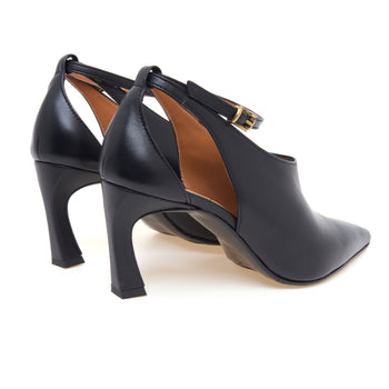 Decolletè montante Martina T in pelle aperto ai lati con tacco 70 mm - 3