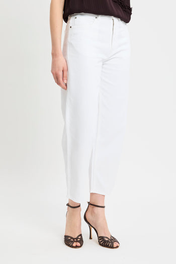 Pantalone 5 tasche Dixie in bull di cotone con gamba larga e cuciture a contrasto - 3