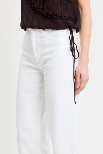 Pantalone 5 tasche Dixie in bull di cotone con gamba larga e cuciture a contrasto - 4